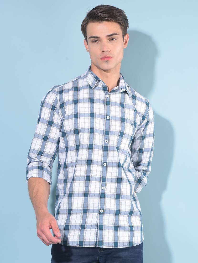 men checkered cotton casual shirt