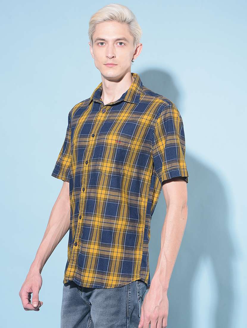 men checkered cotton casual shirt