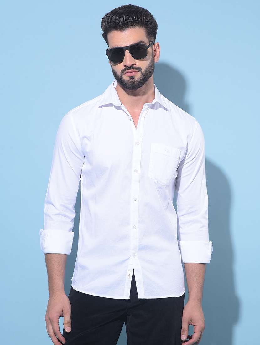 white cotton casual shirt
