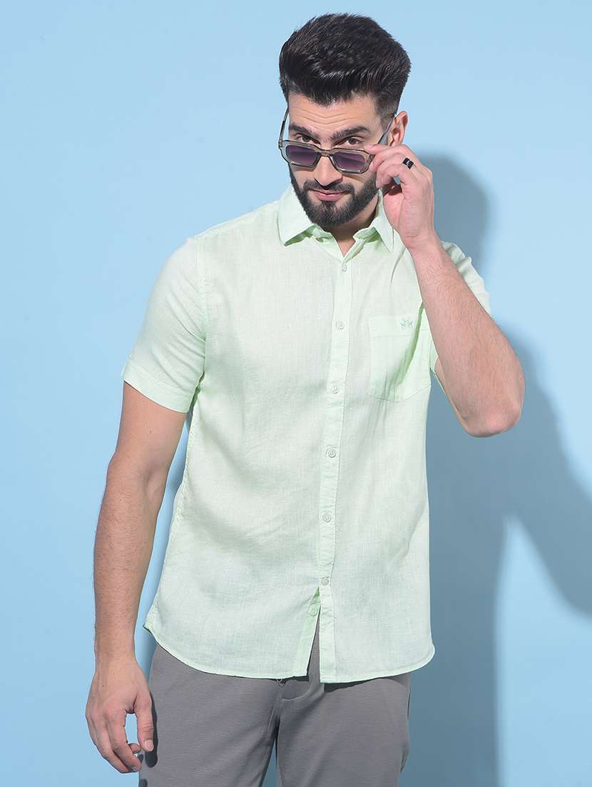 men solid short sleeve casual shirt