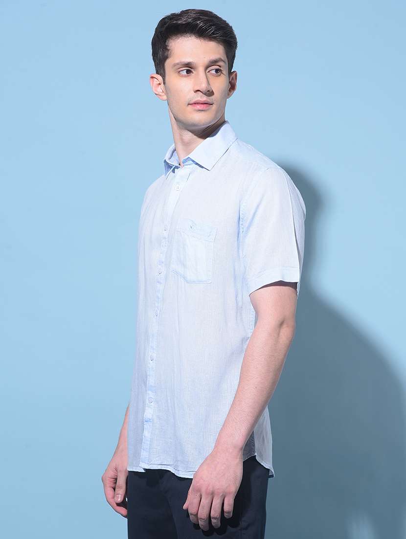 men solid short sleeve casual shirt