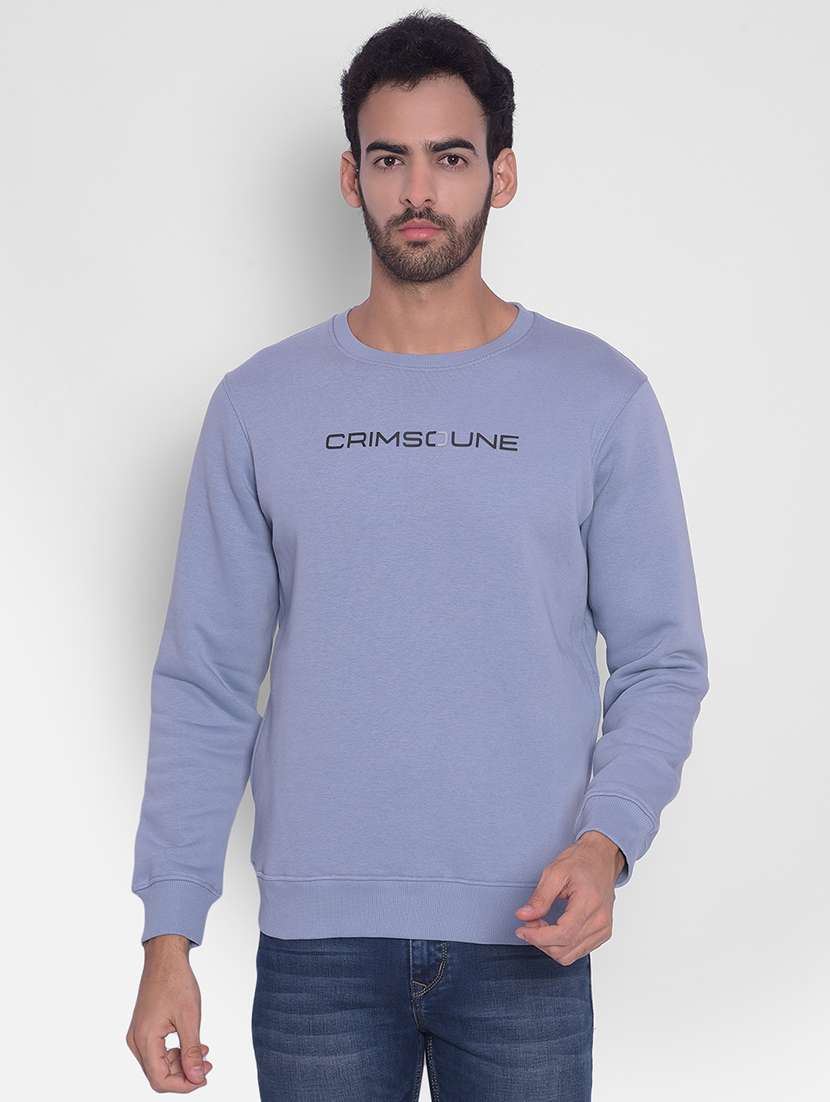 men round neck chest print sweatshirt