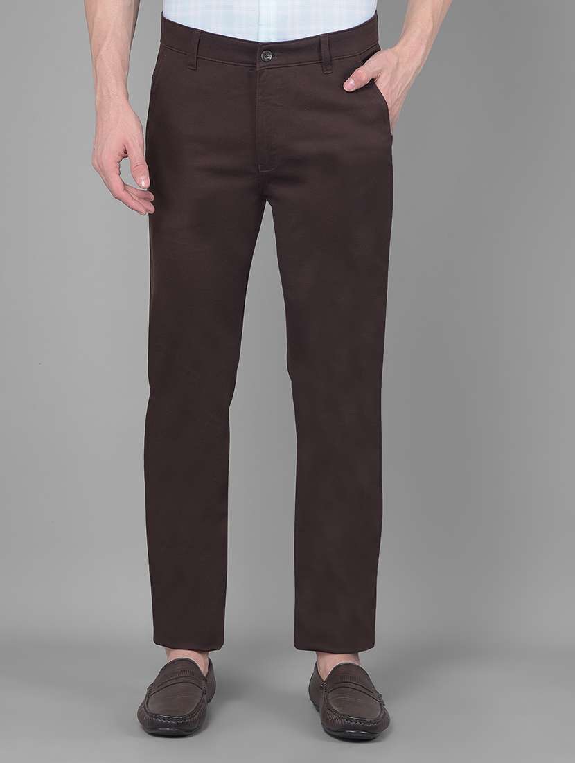 brown cotton chinos casual trousers