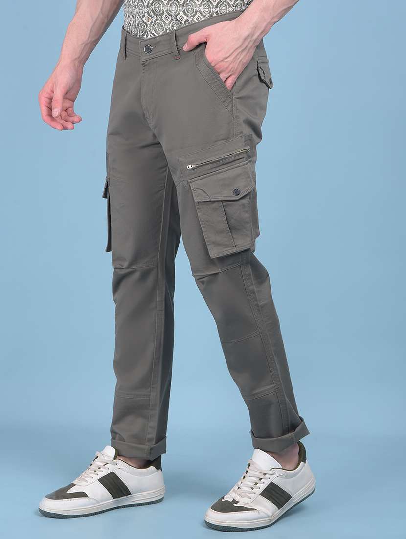 men mid rise cotton cargos casual trouser