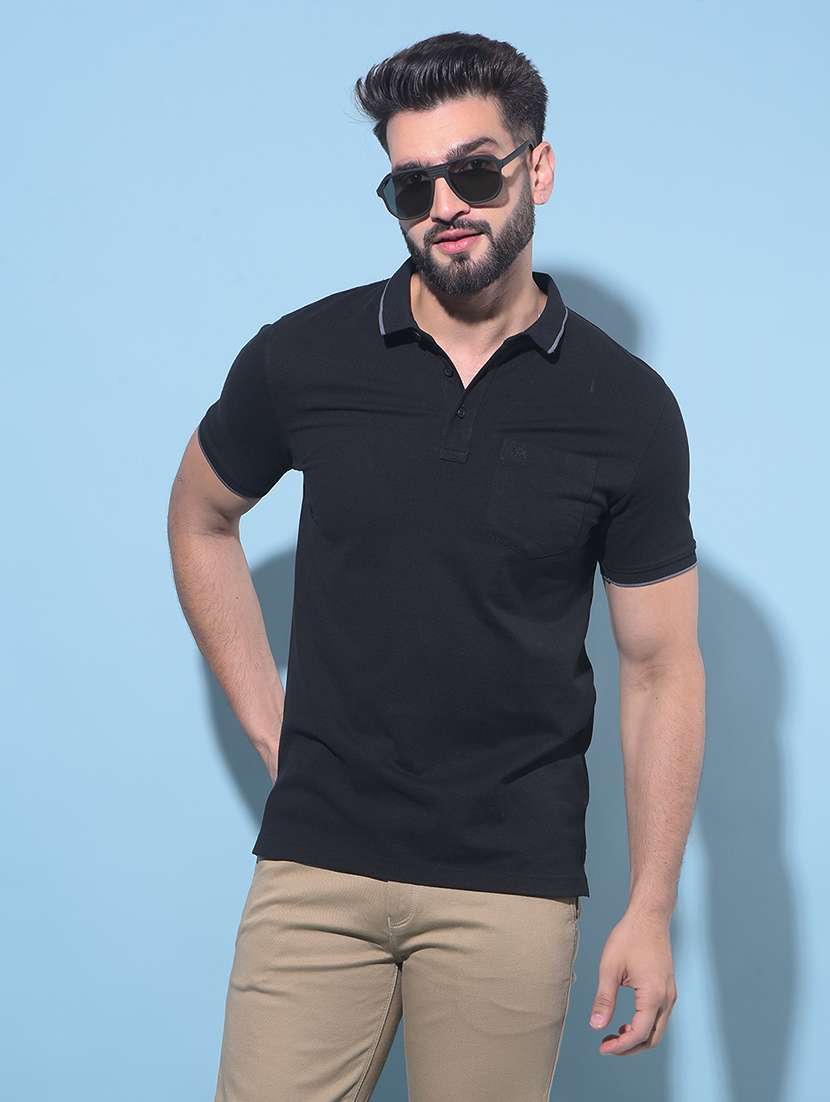 men solid short sleeve polo t-shirt