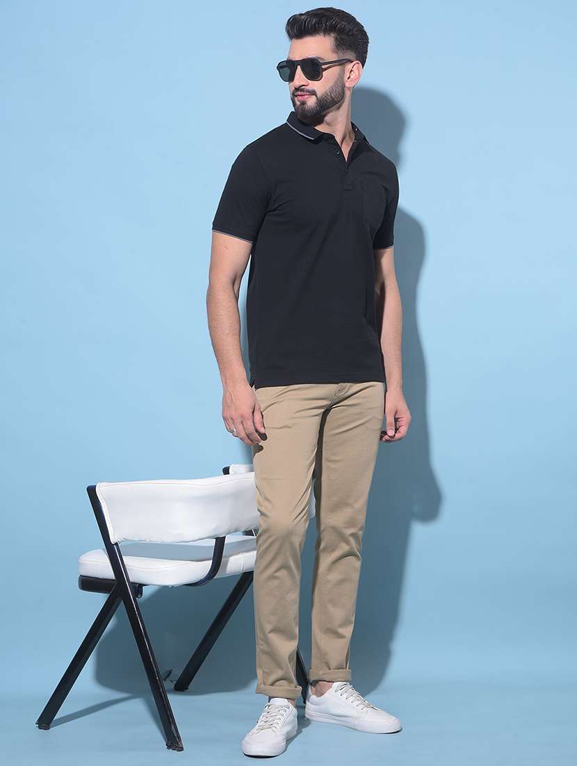 men solid short sleeve polo t-shirt - 21247948 -  Standard Image - 3