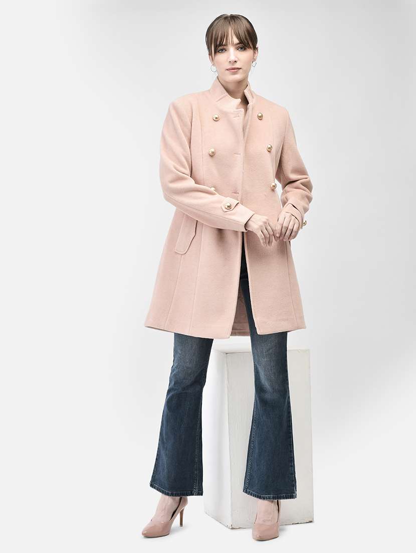 women full sleeve solid trench coat - 21247967 -  Standard Image - 3