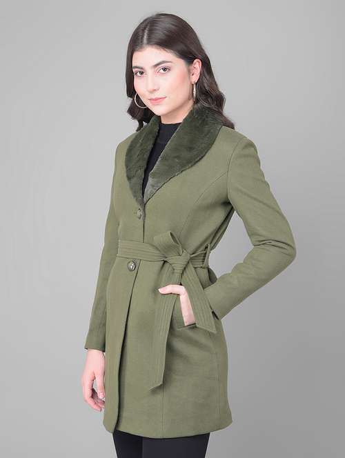 women full sleeve solid trench coat - 21247969 -  Standard Image - 0