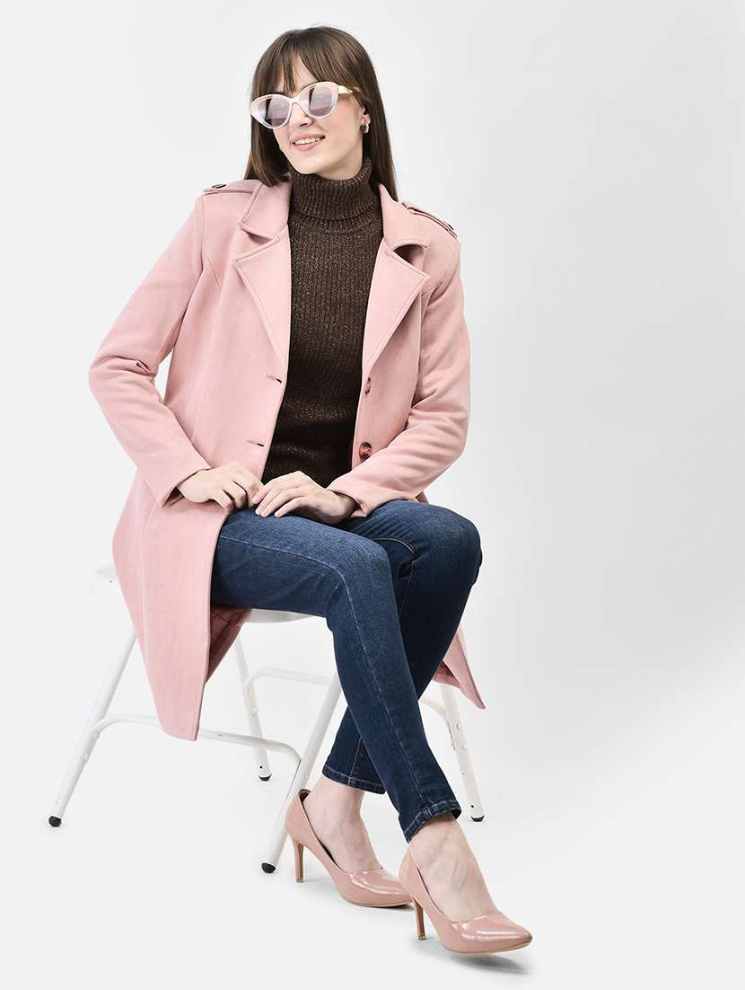 women full sleeve solid trench coat - 21247971 -  Standard Image - 3