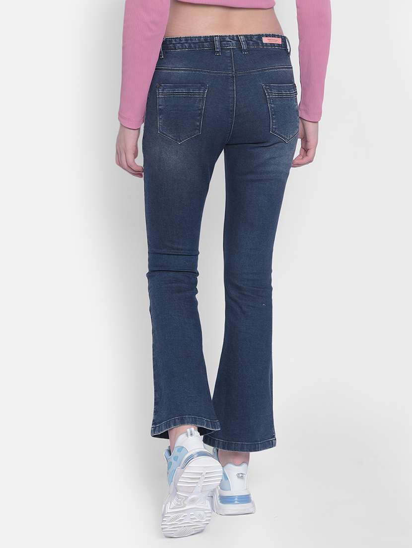women mid rise plain denim jeans - 21247987 -  Standard Image - 3