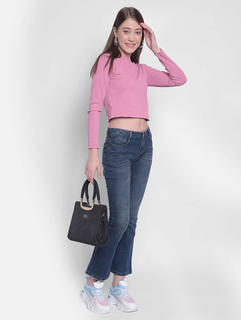 women mid rise plain denim jeans - 21247987 -  Standard Image - 5