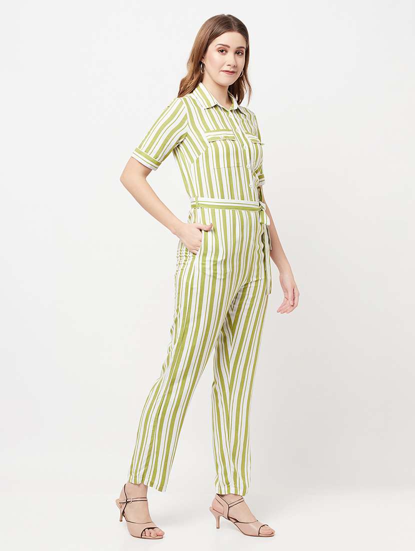 green viscose full leg  jumpsuit - 21247998 -  Standard Image - 3