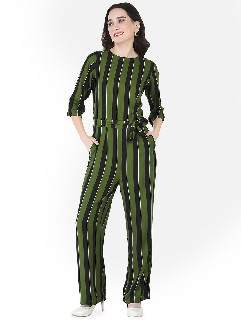 green viscose full leg jumpsuit - 21248001 - Zoom Image - 0