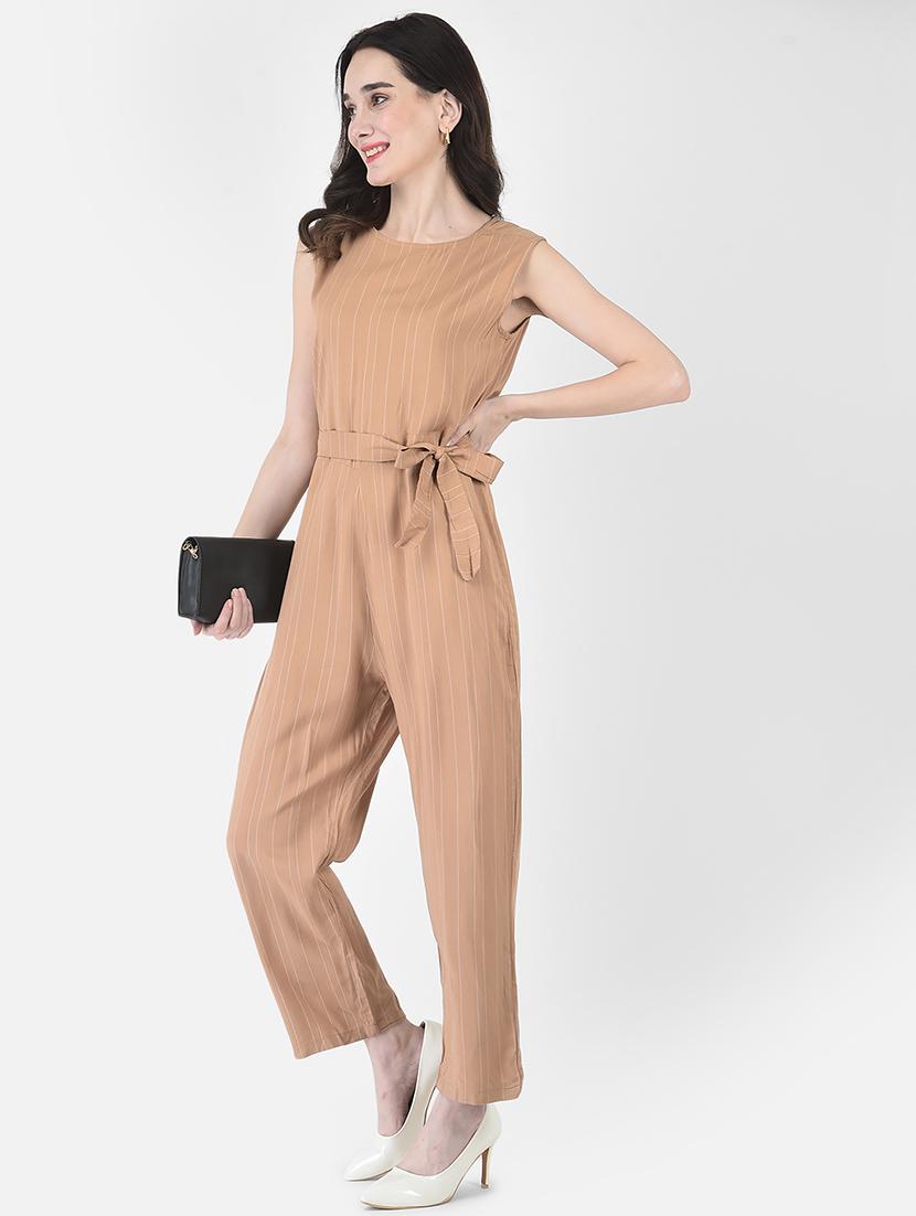 khaki viscose full leg jumpsuit - 21248003 - Standard Image - 3
