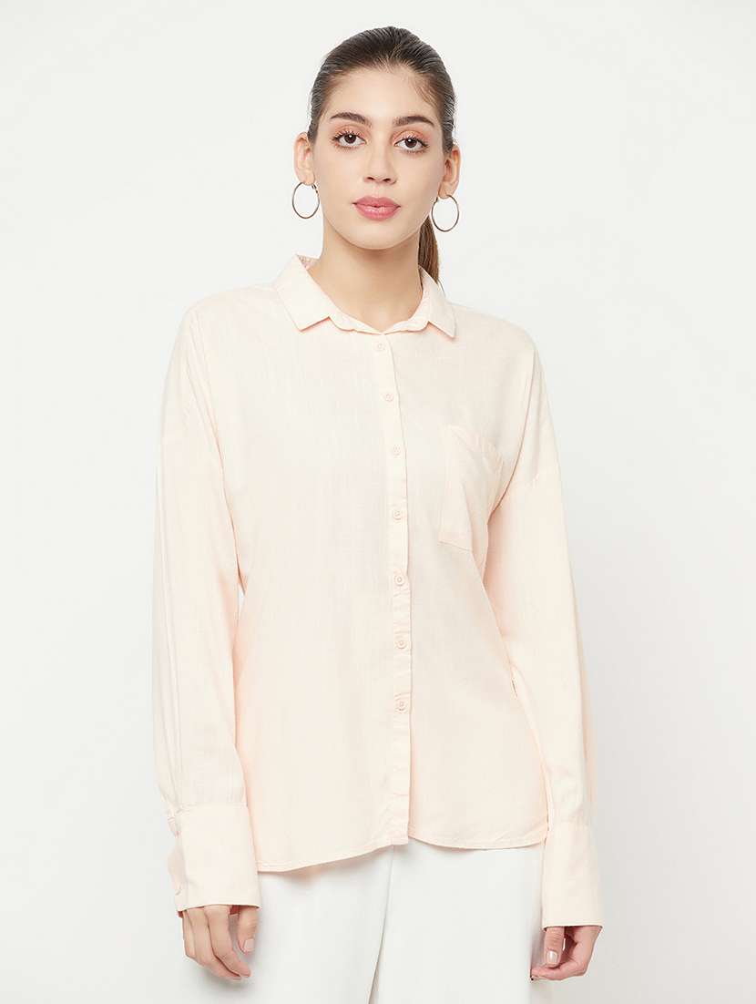 women solid cotton shirt - 21248038 -  Zoom Image - 0