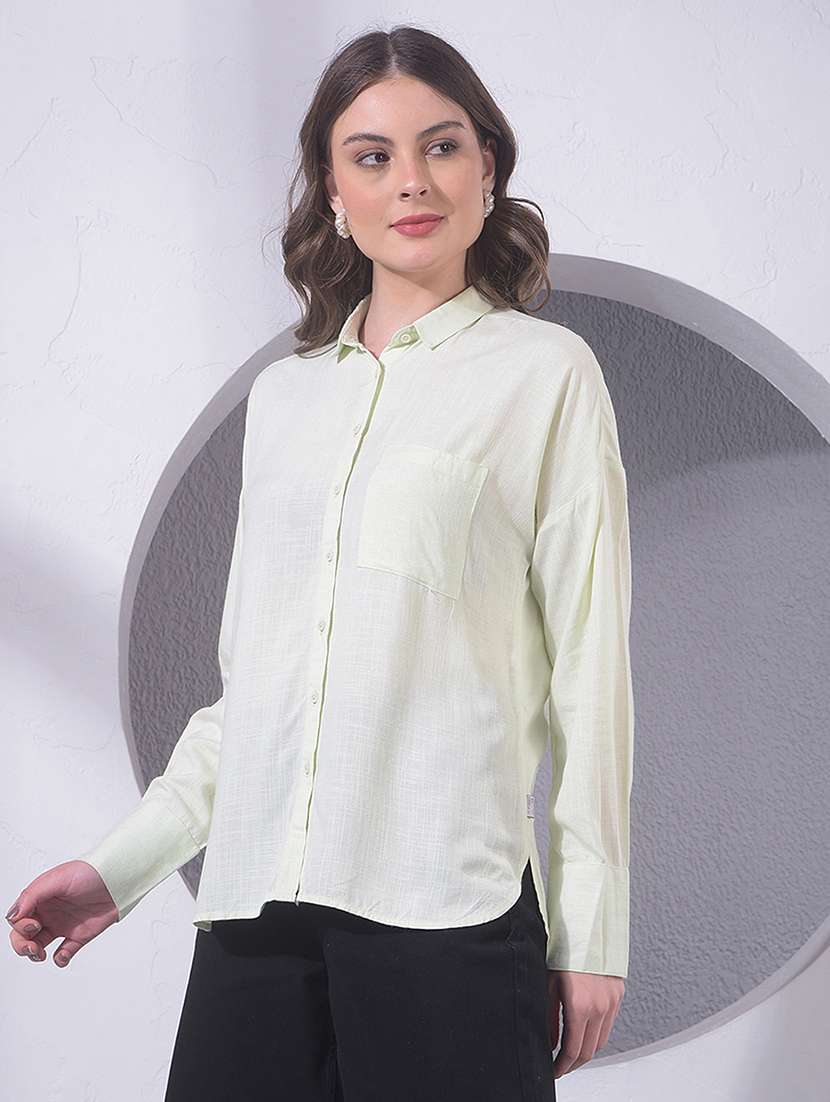 women solid cotton shirt - 21248039 -  Standard Image - 3