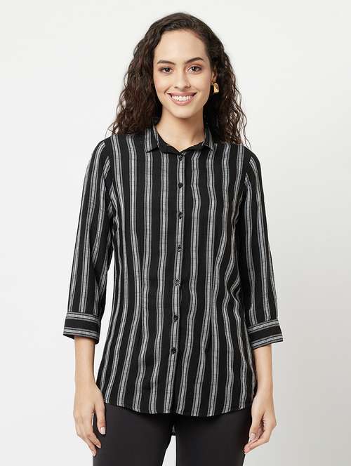 women striped collar shirt - 21248075 -  Standard Image - 0