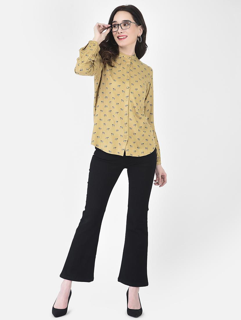 khaki viscose regular shirt - 21248079 - Standard Image - 3