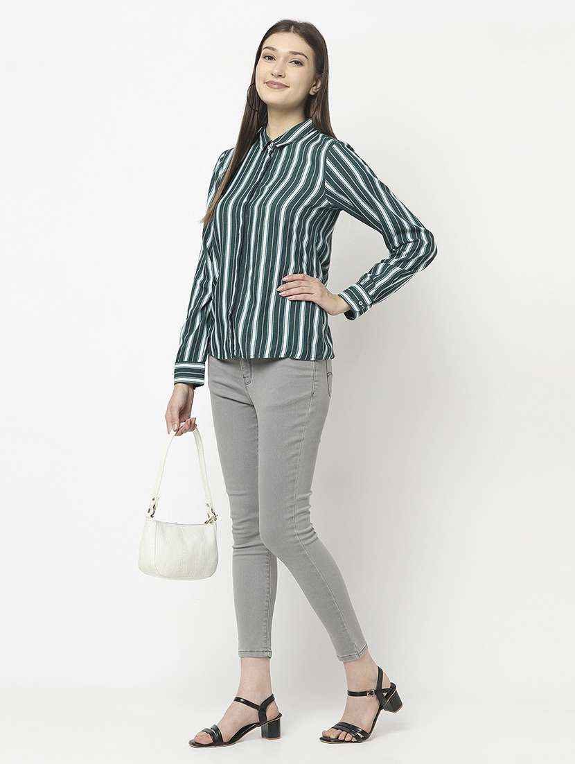 women striped collared regular shirt - 21248084 -  Standard Image - 5