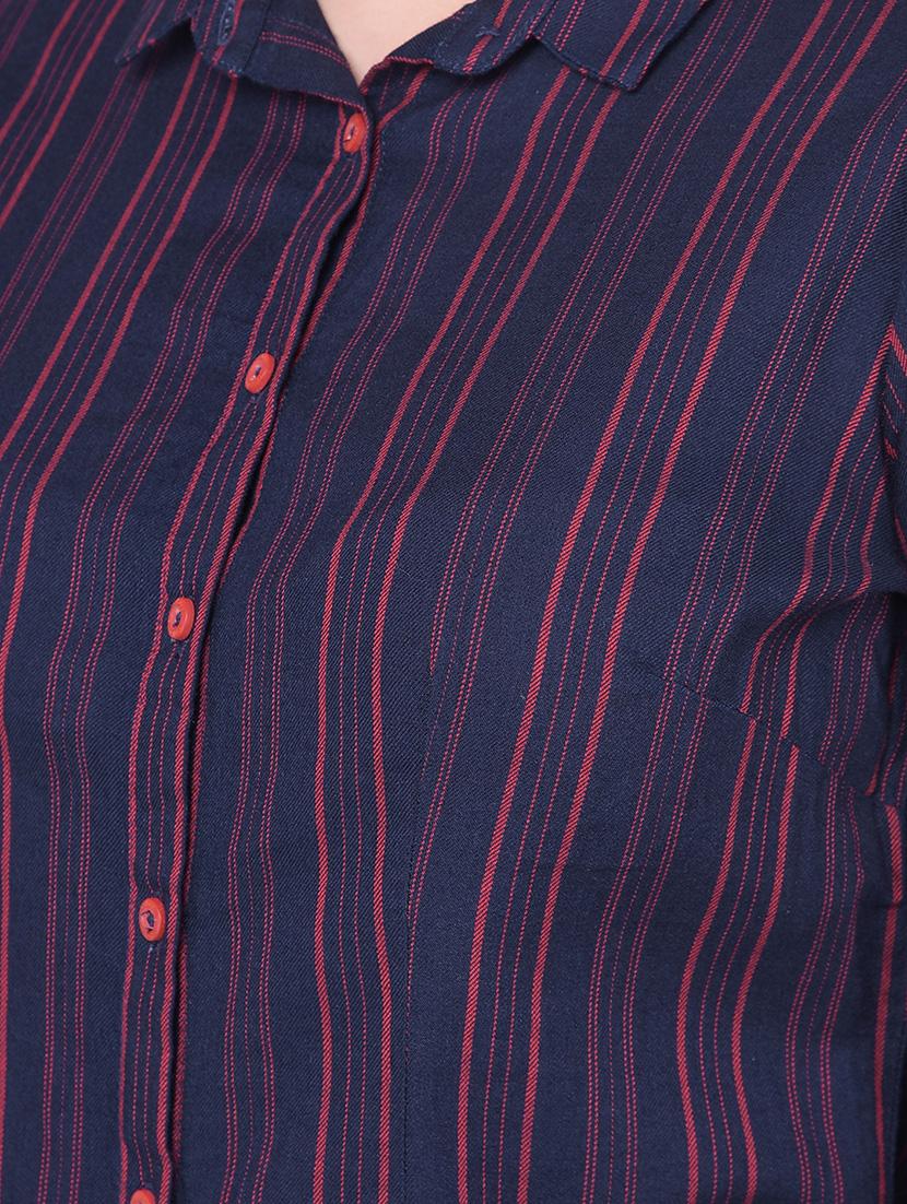 navy blue cotton blend regular shirt - 21248094 - Standard Image - 3