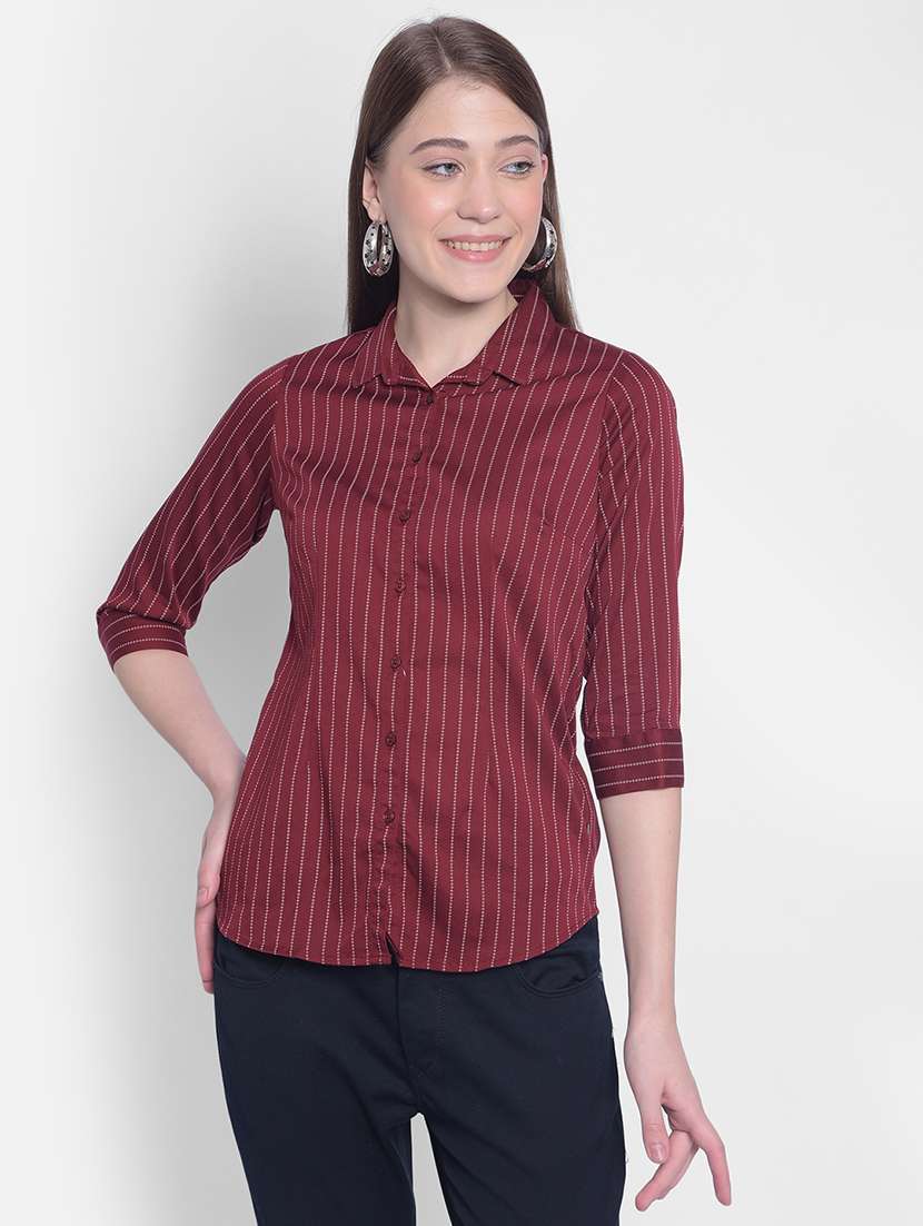 women red stripes regular shirt