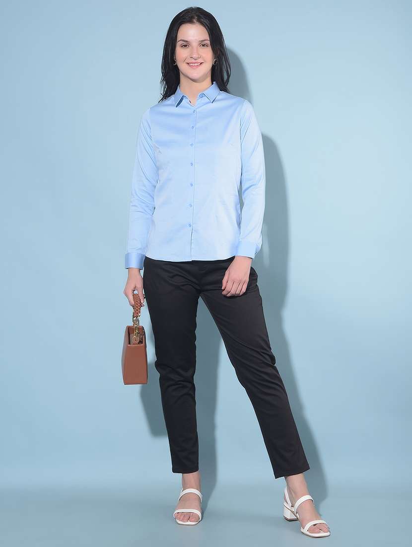 light blue cotton blend regular shirt - 21248107 -  Standard Image - 3