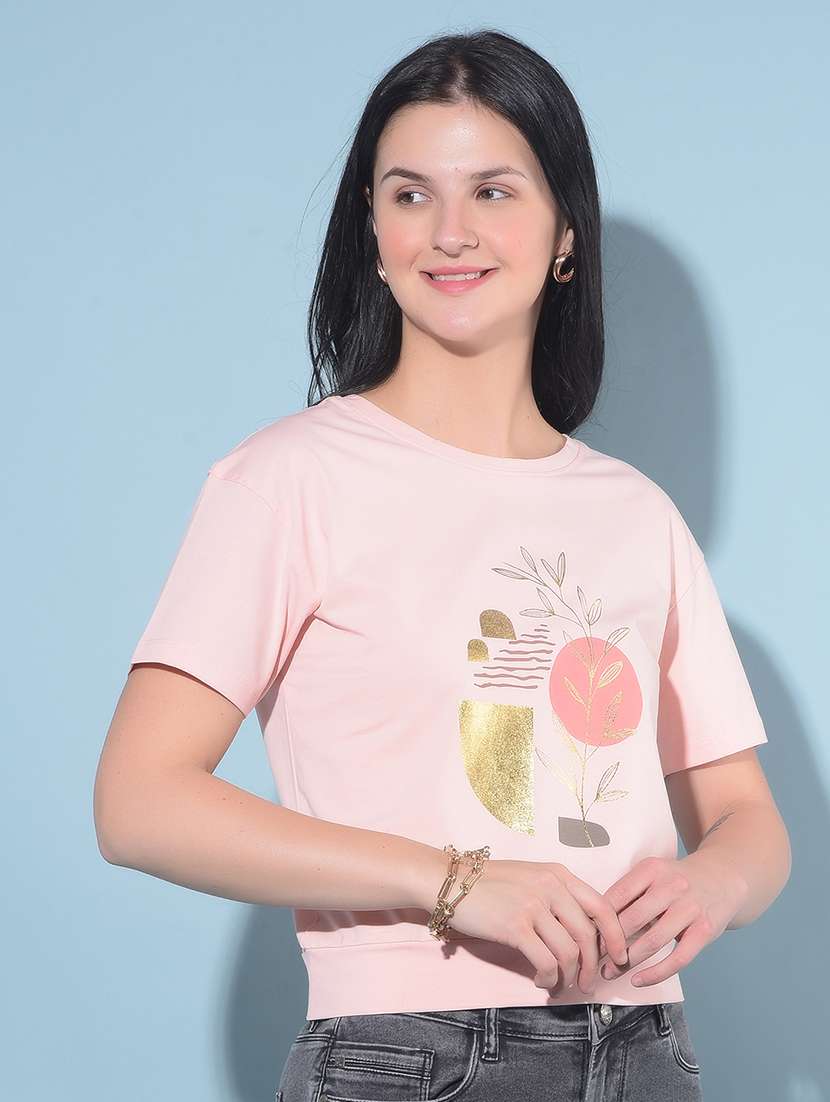 pink cotton regular t-shirt