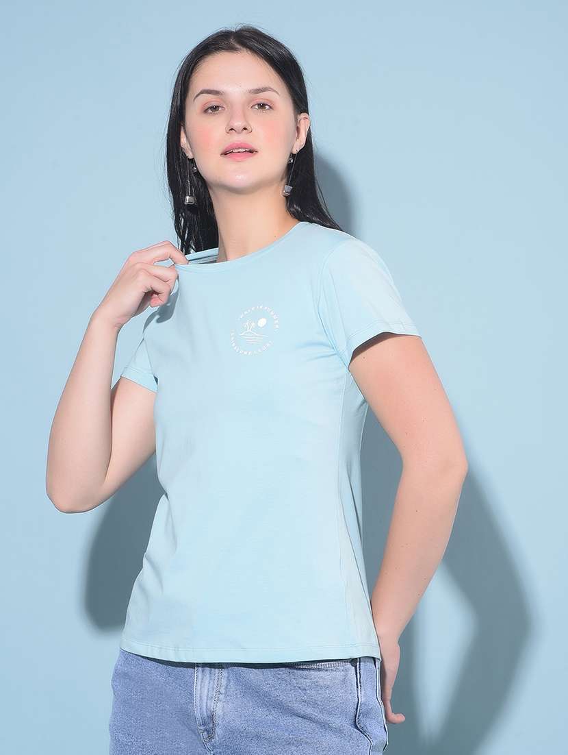 light blue cotton regular t-shirt