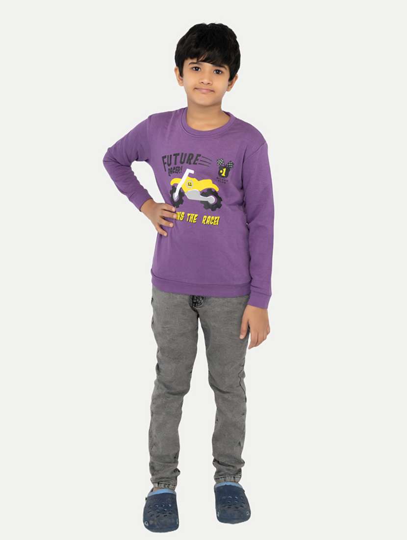 purple cotton front print sweatshirt - 21248503 -  Standard Image - 3