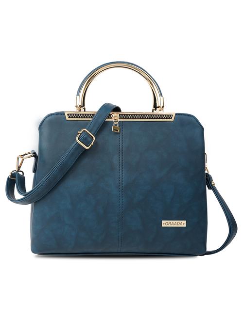 blue leatherette (pu) handbag - 21248607 -  Standard Image - 0
