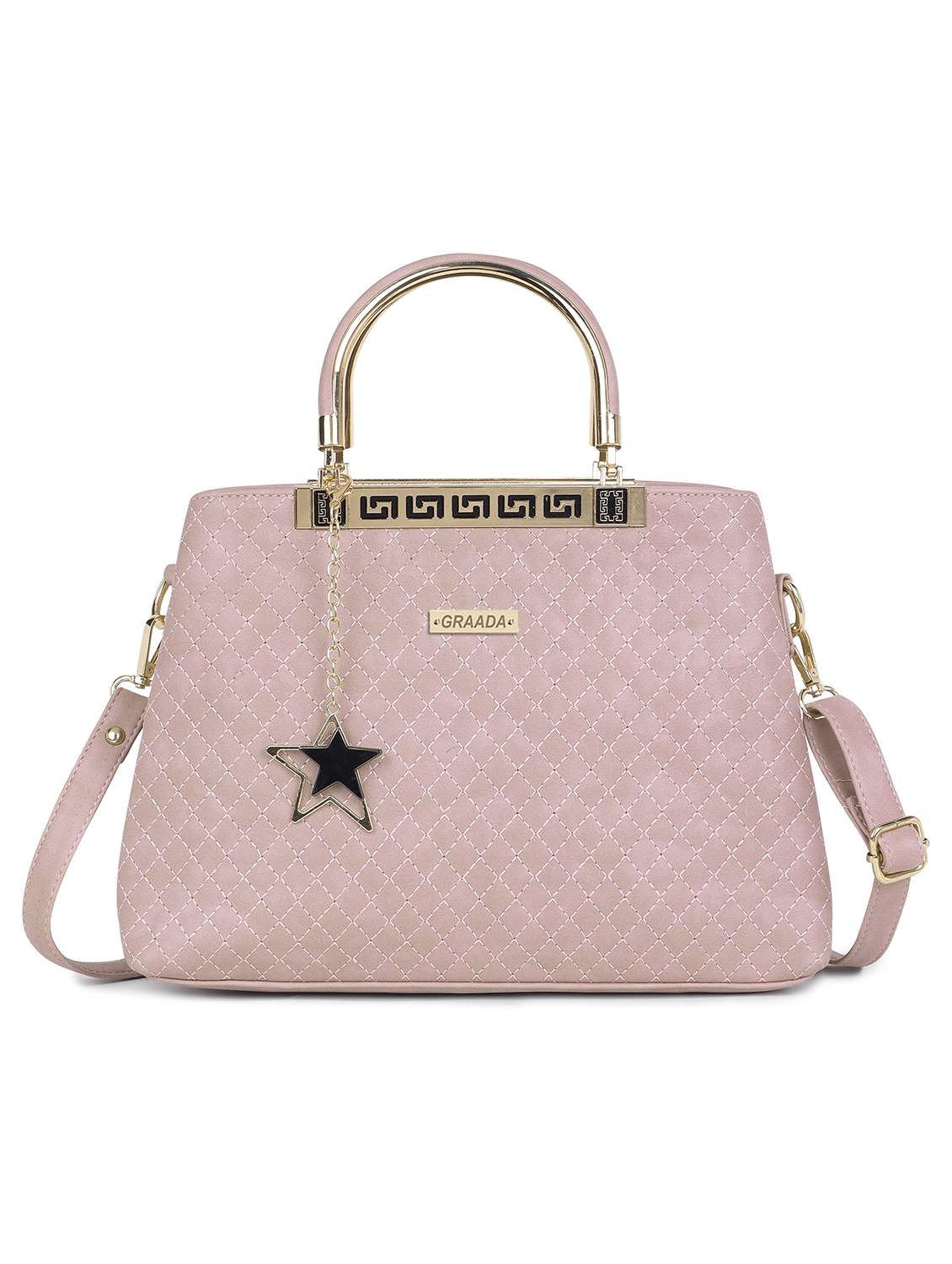 peach leatherette (pu) handbag