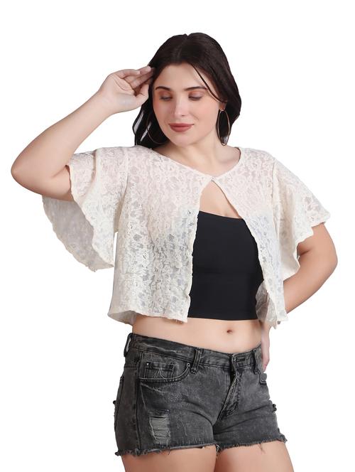 cream lace regular shrug - 21249247 - Standard Image - 0