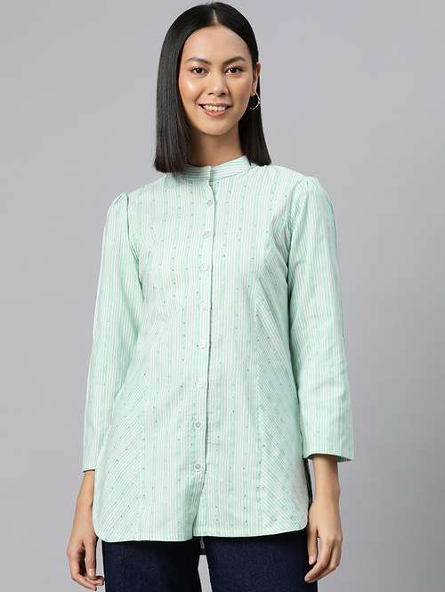 green cotton regular top - 21249315 -  Standard Image - 0