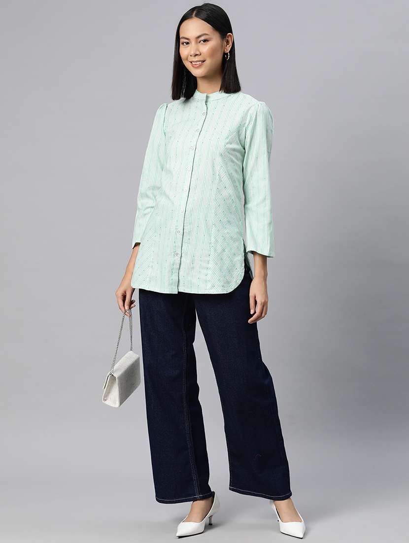green cotton regular top - 21249315 -  Standard Image - 3