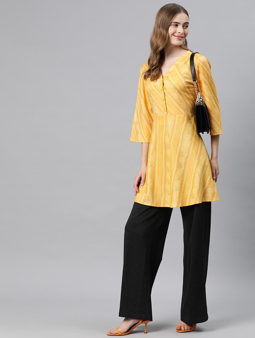 yellow viscose a-line tunic - 21249319 - Standard Image - 3