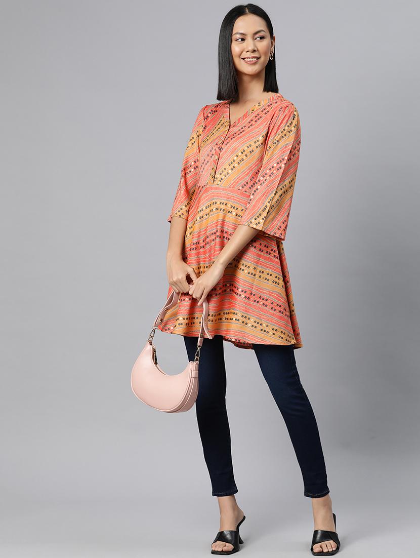 orange viscose a-line tunic - 21249320 - Standard Image - 3