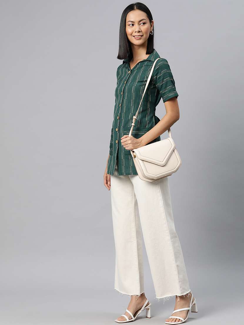 green cotton regular top - 21249321 -  Standard Image - 3