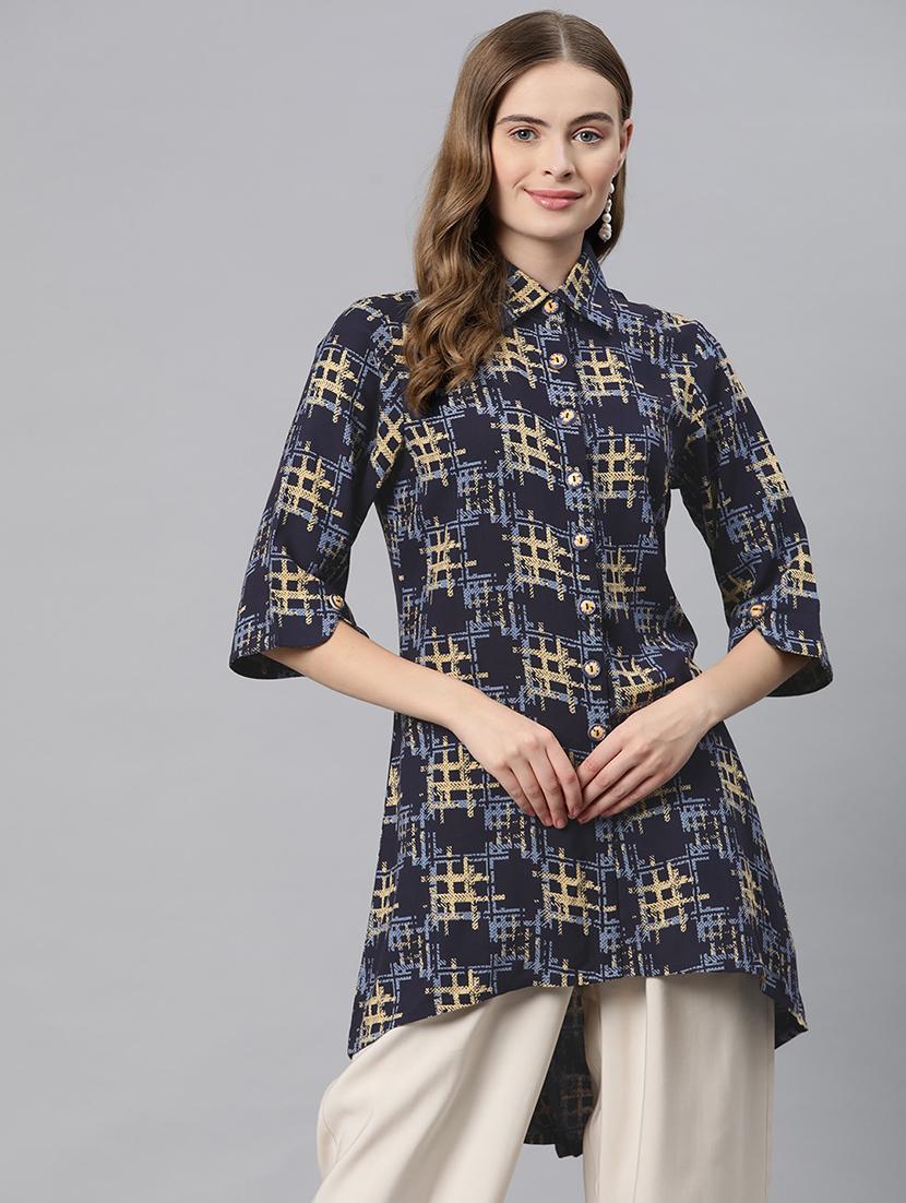 blue viscose regular top - 21249323 - Zoom Image - 0