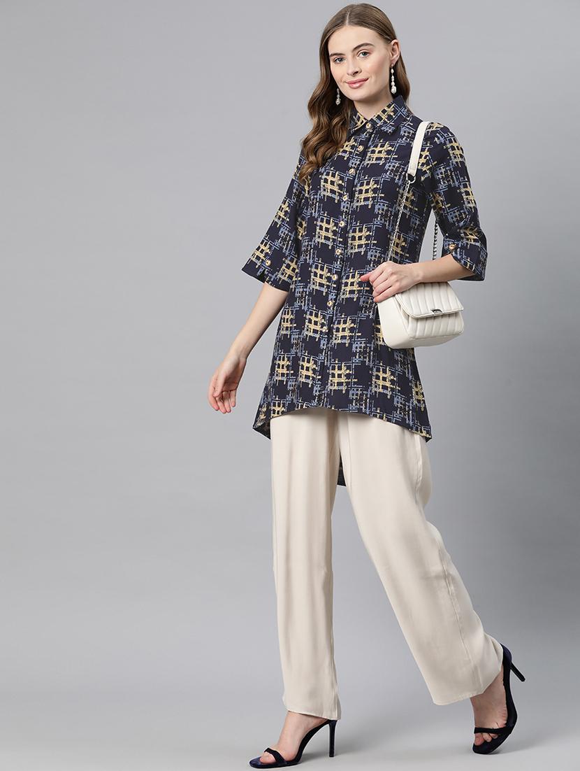 blue viscose regular top - 21249323 - Standard Image - 3