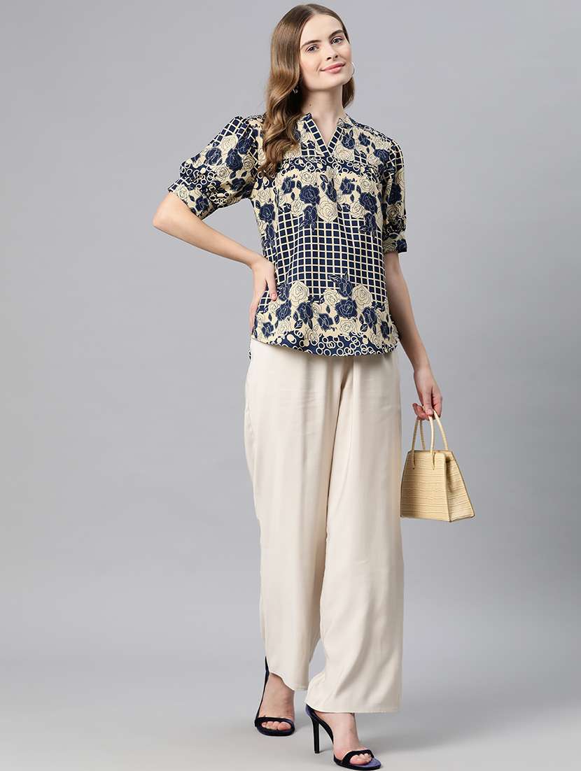 navy blue poly crepe regular top - 21249326 -  Standard Image - 3