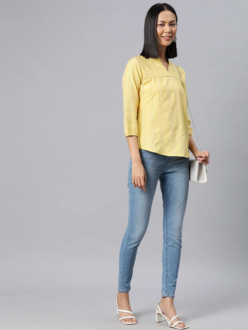 yellow cotton regular top - 21249327 -  Standard Image - 3