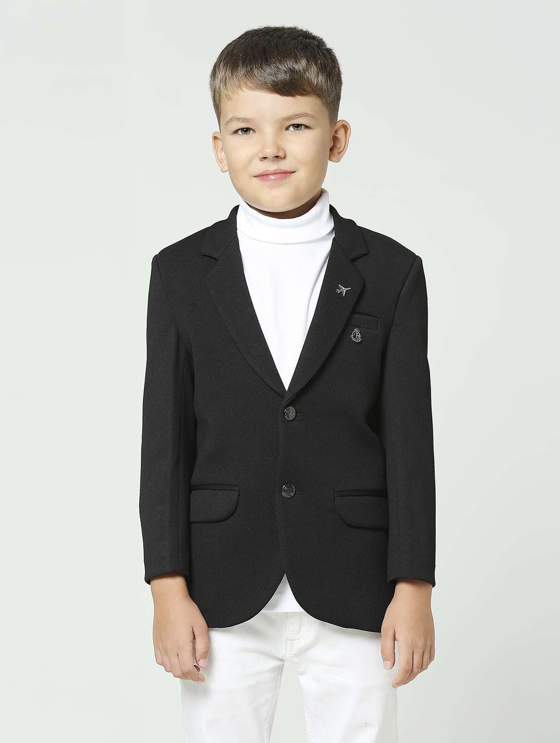 boys black solid long sleeve solid blazer