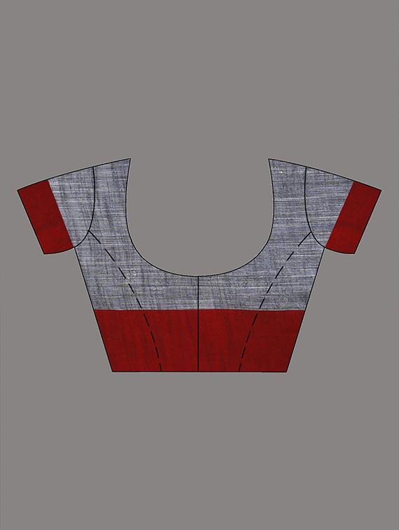 grey self design handloom saree with blouse - 21251309 - Standard Image - 3