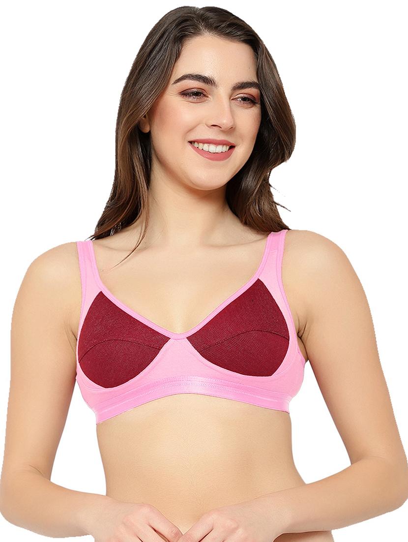 pink cotton blend regular bra - 21252296 -  Zoom Image - 0