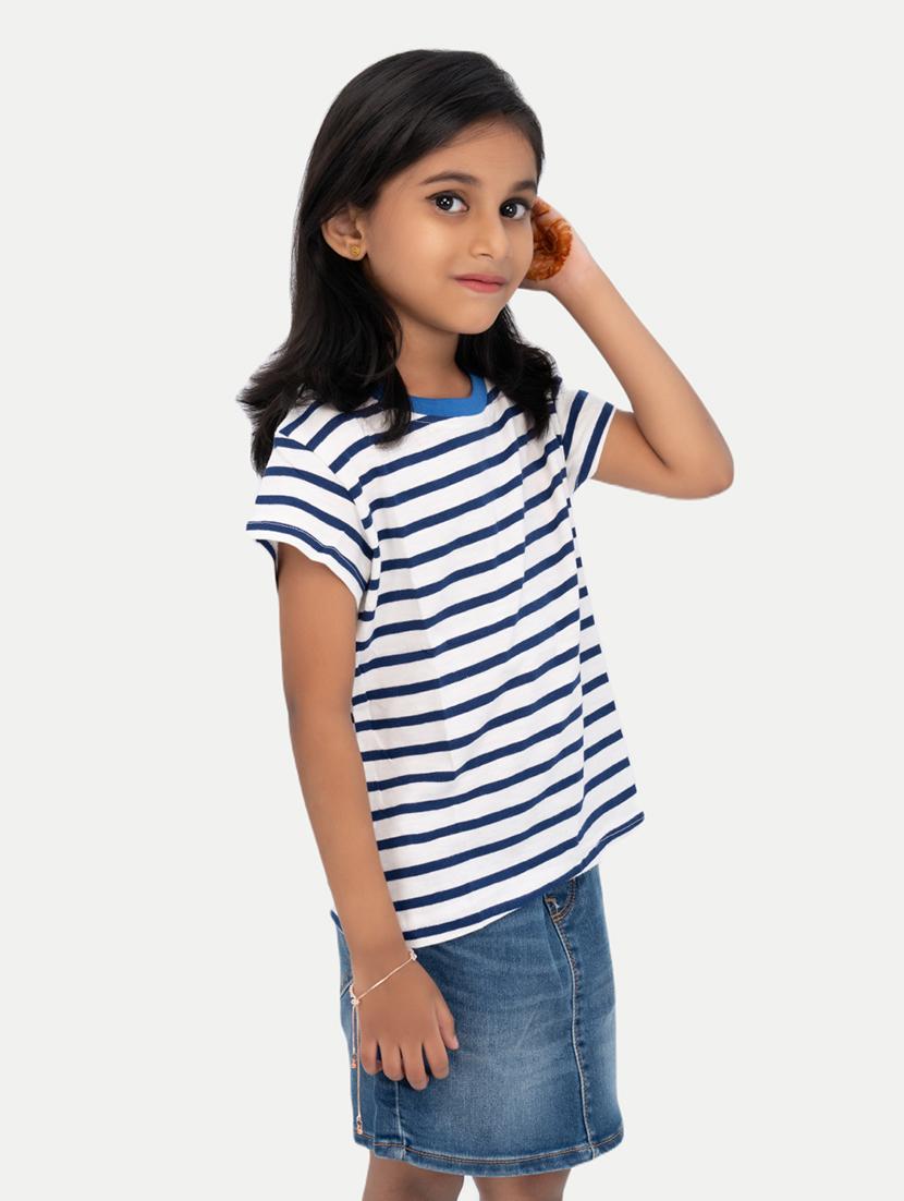 girl striped short sleeves regular tee - 21252361 - Zoom Image - 0