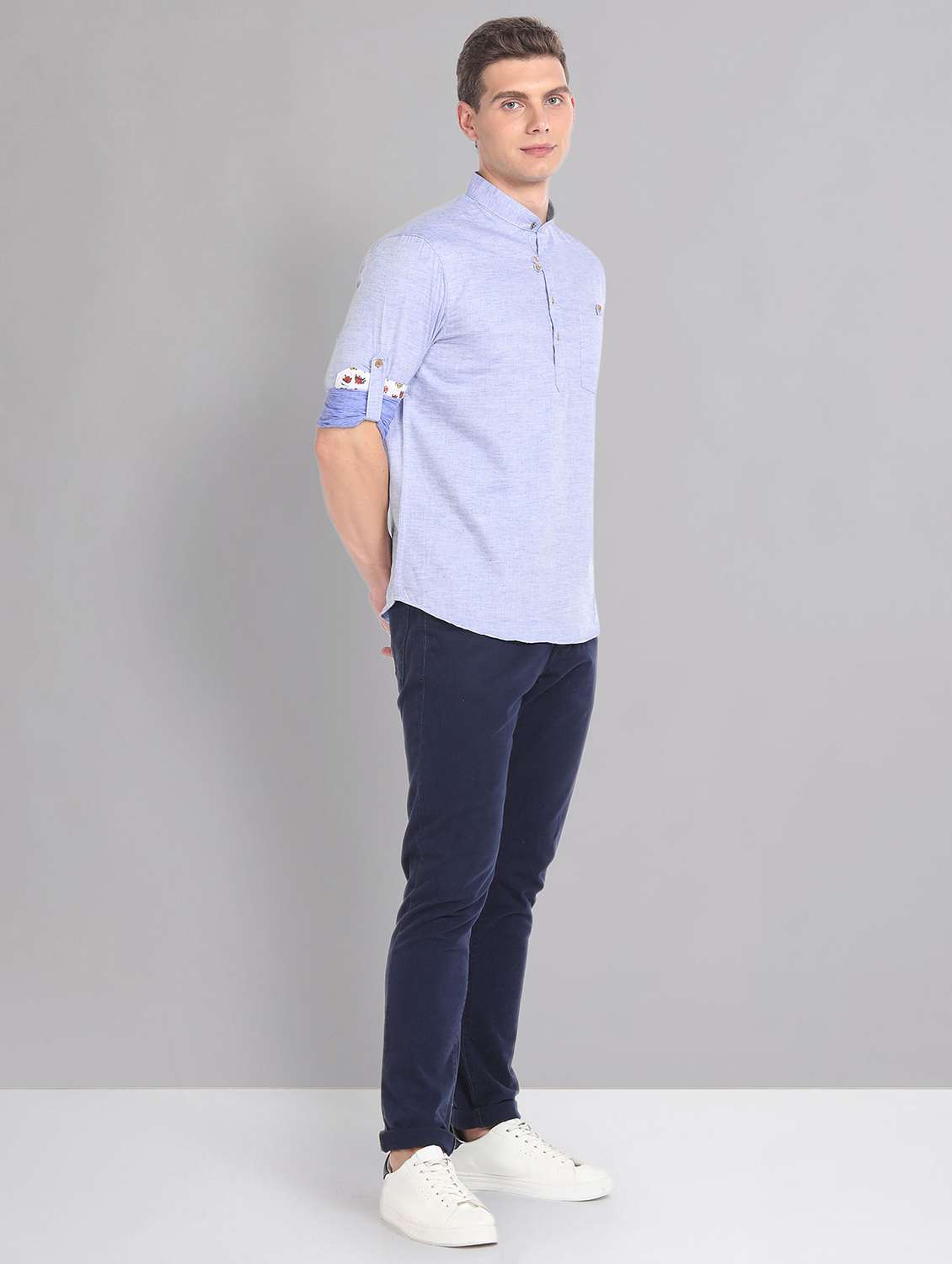 light blue cotton casual shirt - 21252772 - Standard Image - 3