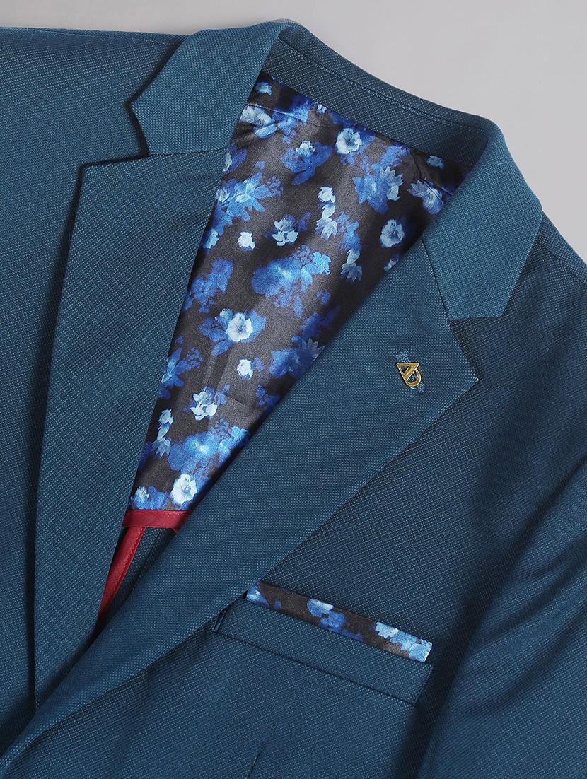 men teal solid single breasted formal blazer - 21252802 - Standard Image - 5