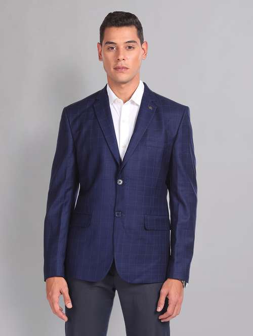 navy blue polyester single breasted formal blazer - 21252806 -  Standard Image - 0