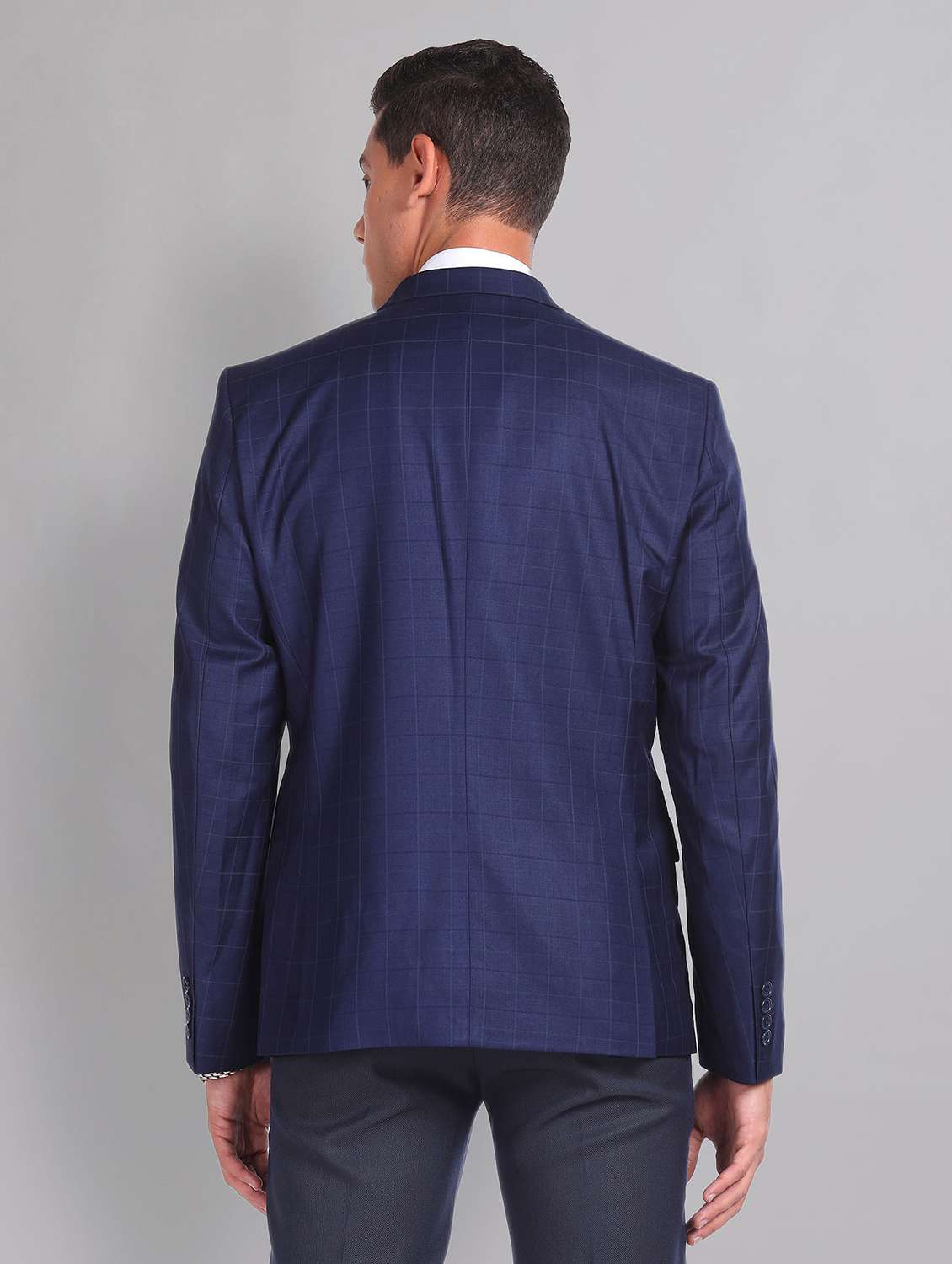navy blue polyester single breasted formal blazer - 21252806 - Standard Image - 3