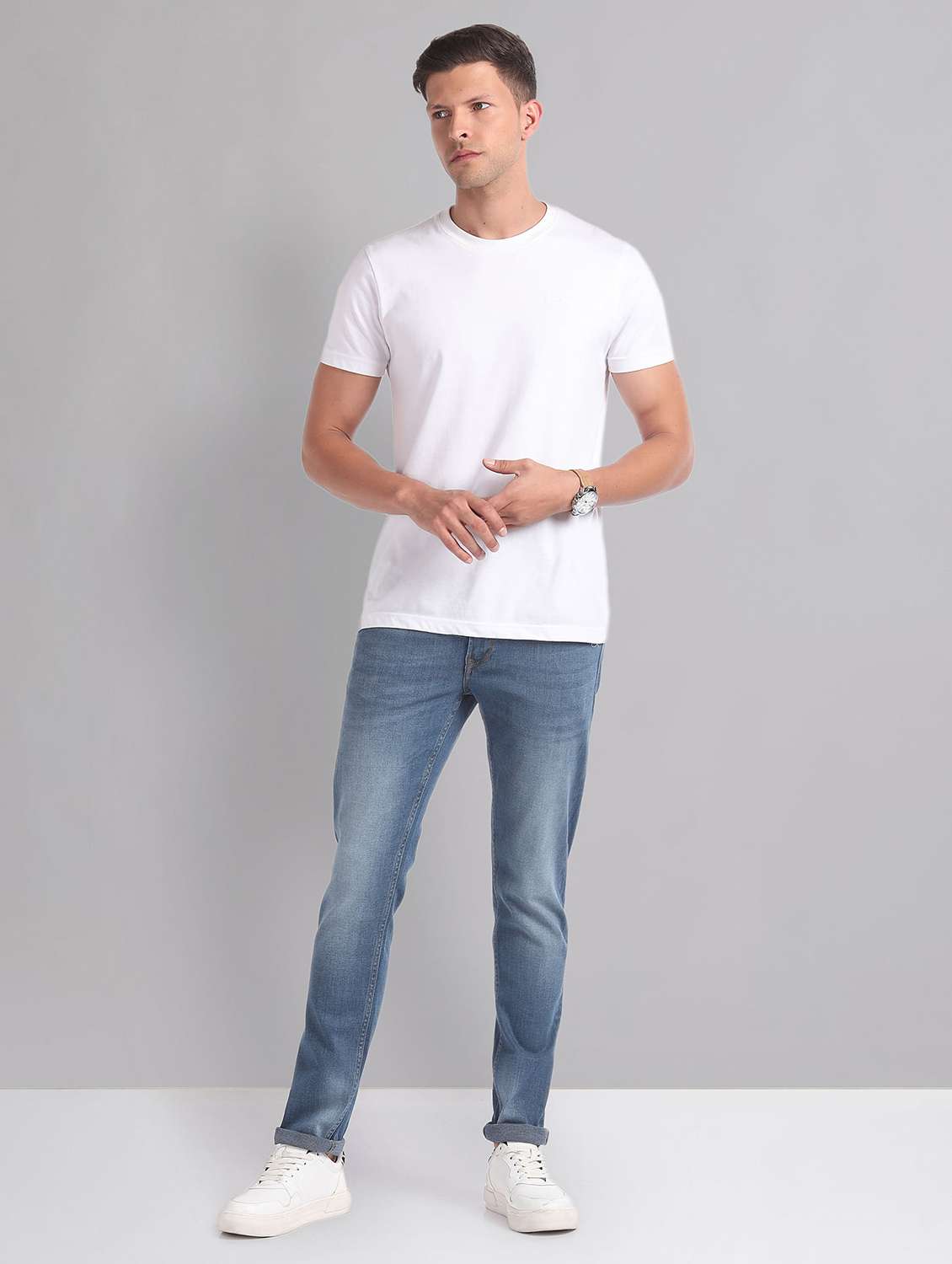 men mid-rise solid jean - 21252827 -  Standard Image - 3